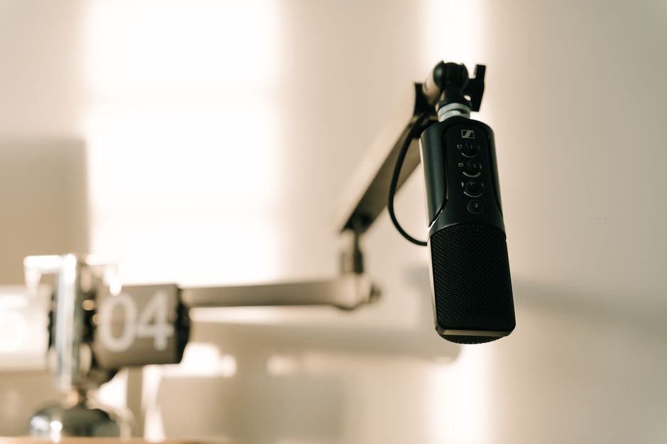 Podcast recording with microphone